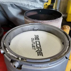 RECORE™ DPF replacement process showing before and after comparison