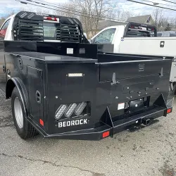 Premium Bedrock truck bed with diamond plate finish installed